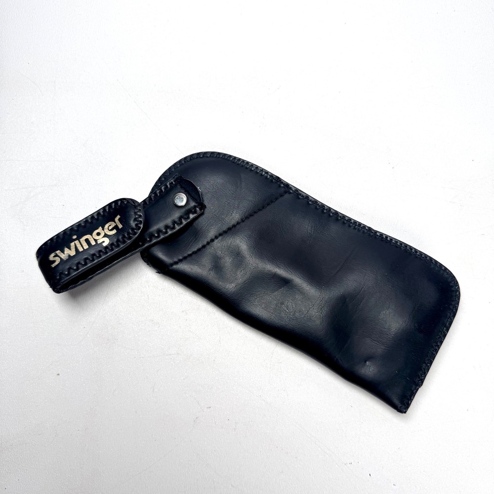 Vintage Swinger Leather Eyeglass Case With Belt Attachment Clip Black Rotating